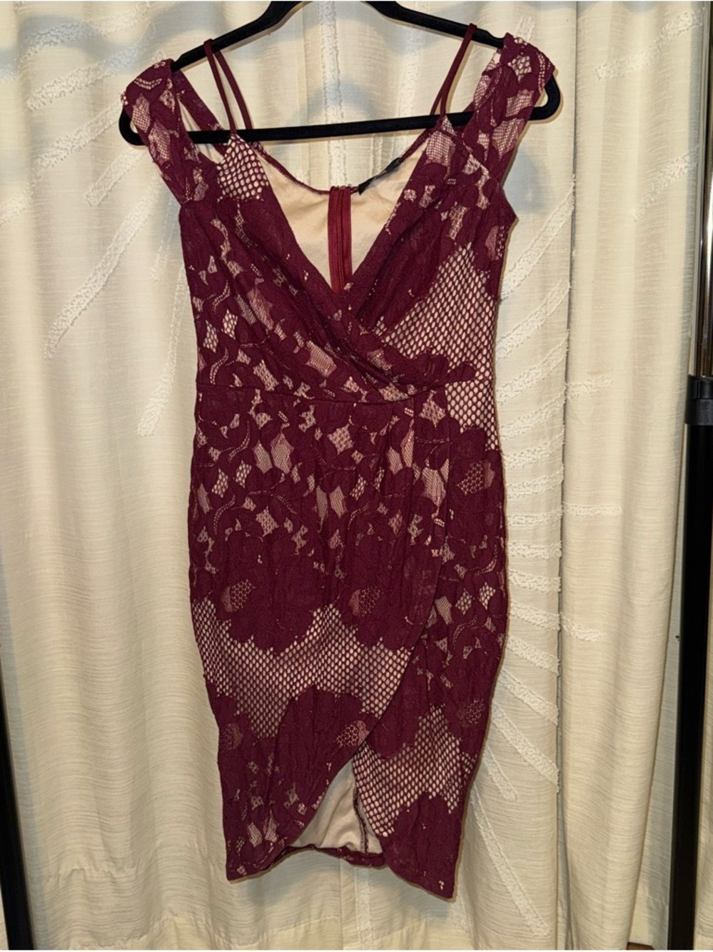 AX Paris Burgundy Lace Midi Bodycon Dress